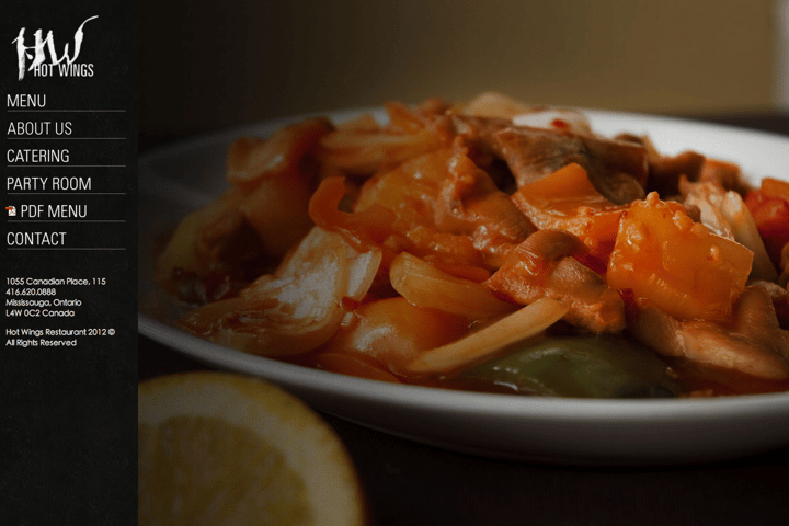 Hot Wings Restaurant website preview